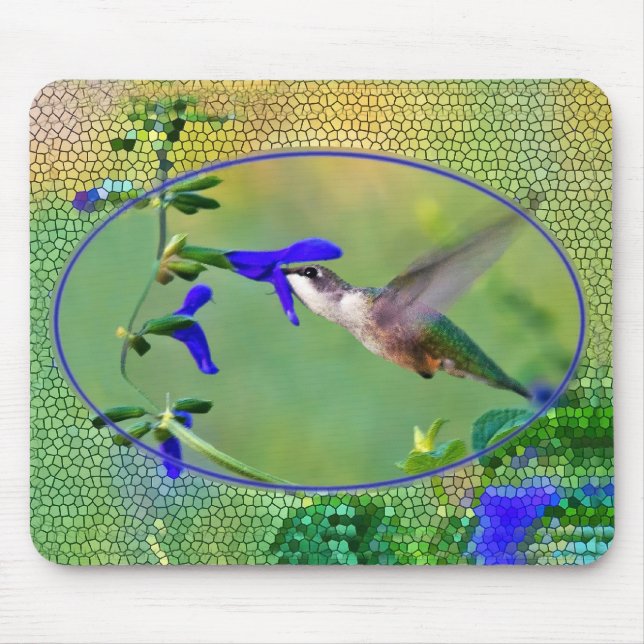 Hummingbird med glasaktigt glas Ram Musmatta (Framsidan)