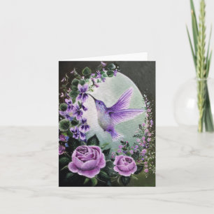 Hummingbird med hälsningskort rosor kort