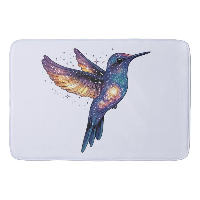 Hummingbird med Himmel Galaxy Bird med fast nattdr Badrumsmatta (Framsidan)