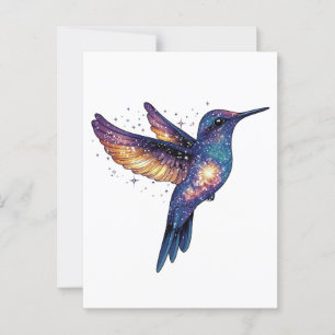Hummingbird med Himmel Galaxy Bird med fast nattdr Vykort