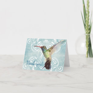 Hummingbird med krusidullbakgrund tack kort
