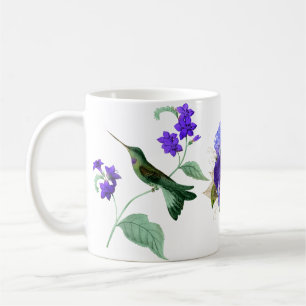 Hummingbird med Lila blommor kaffe mugg