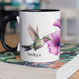 Hummingbird med Lila Flower Mugg