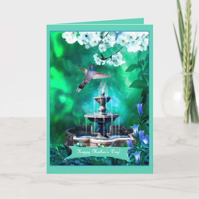 Hummingbird med Mors dag-kort i Helig Garden Kort (Framsida)