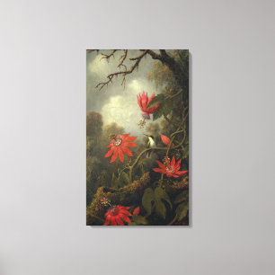 Hummingbird med passionblommor canvastryck