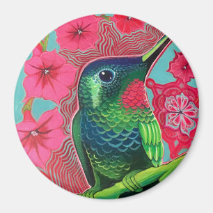 Hummingbird med Petunias Magnet