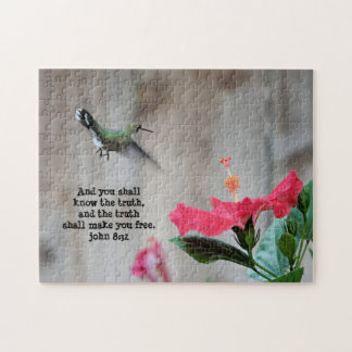 Hummingbird, med Verse (John 8:32) Pussel