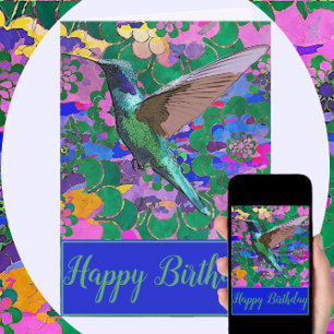 Hummingbird med Watercolor Vintage Flowers Kort