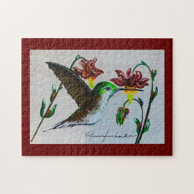 Hummingbird Merlot Puzzle Pussel (Horisontell)