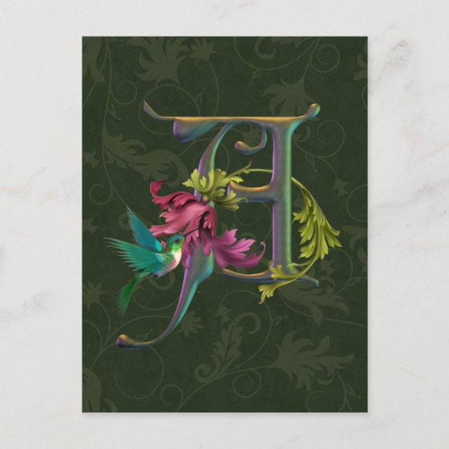 Hummingbird Monogram A Vykort (Framsida)