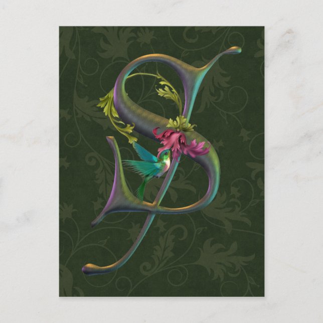 Hummingbird Monogram S Vykort (Framsida)