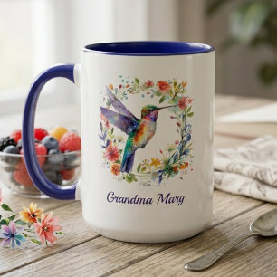 Hummingbird Mormor Namn Mugg Blommig Present