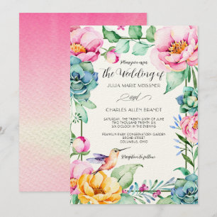 Hummingbird Motif Bröllop Inbjudningar