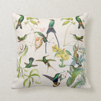 Hummingbird Nests Orchid Flowers Dekorativ kudde