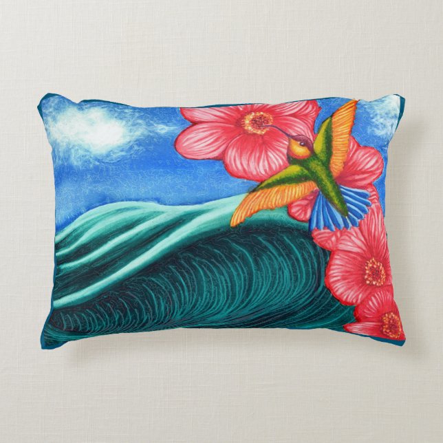 Hummingbird Ocean Prydnadskudde (Framsidan)