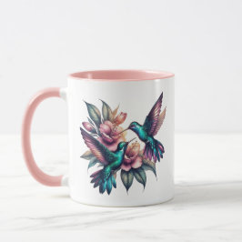 Hummingbird- och blomkammar mugg