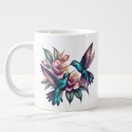 Hummingbird och blomma jumbo mugg