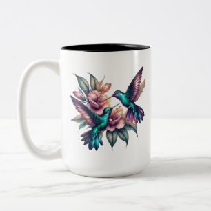 Hummingbird och blomma Large Två-Tonad Mugg