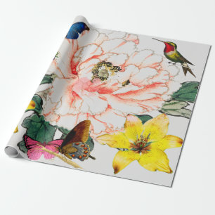 HUMMINGBIRD OCH BLOMMA SOM SLÅR IN PAPPER PRESENTPAPPER