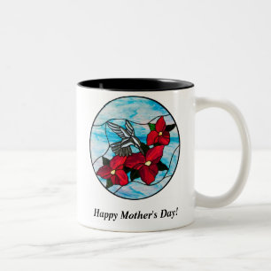 Hummingbird och blommamugg Två-Tonad mugg