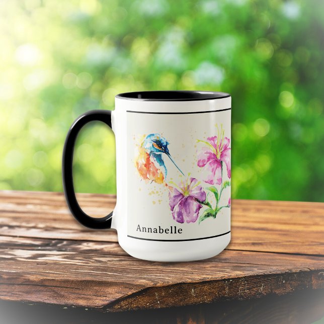 Hummingbird och Blommigt Personlig mugg (Skapare uppladdad)