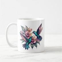 Hummingbird och Blommor Classic Ceramic