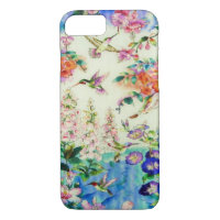Hummingbird och Blommor iPhone 7 fodral