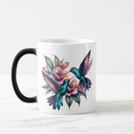 Hummingbird och blommor Morphing Magisk Mugg