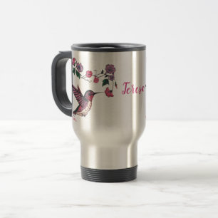 Hummingbird och blommor resemugg