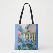 Hummingbird och blommor Tote bags