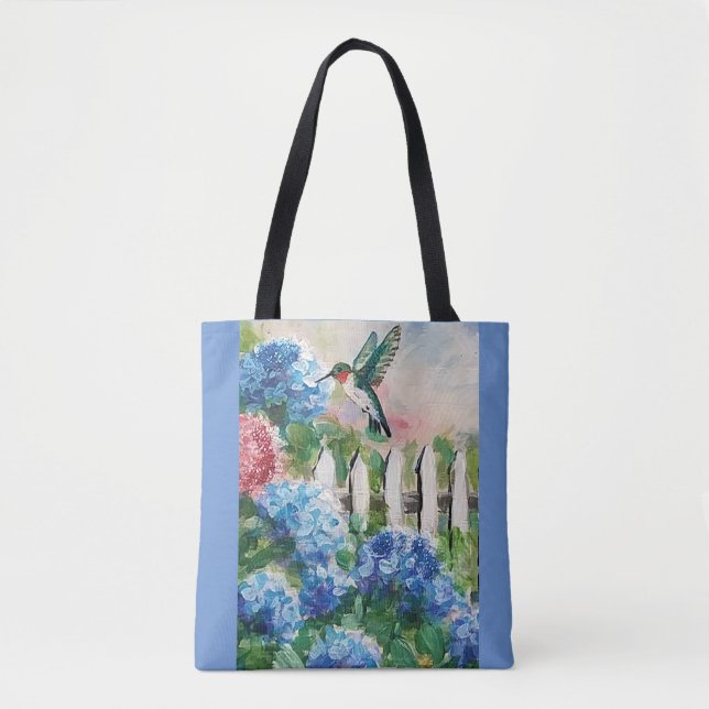 Hummingbird och blommor Tote bags Tygkasse (Framsida)