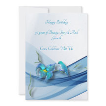 Hummingbird och Blue wave Birthday Card
