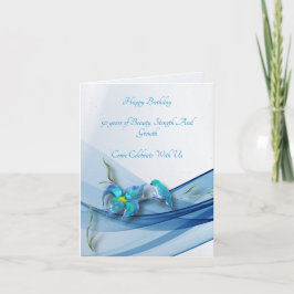 Hummingbird och blue wave Birthday foldekort Inbjudan