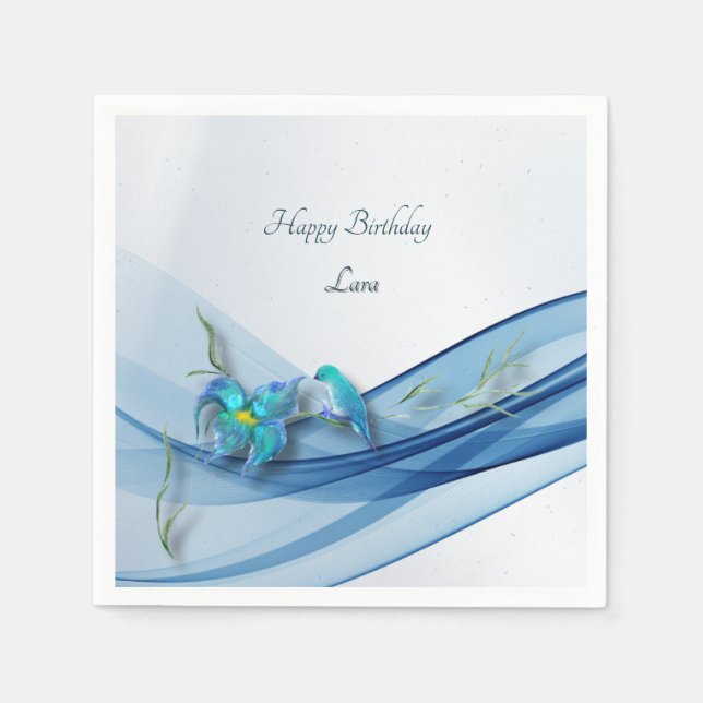 Hummingbird och blue wave Birthday napkins Pappersservett (Framsidan)