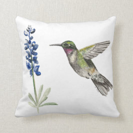 Hummingbird och Bluebonnet Kudde