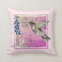 Hummingbird och Bluebonnet på Rosa Background