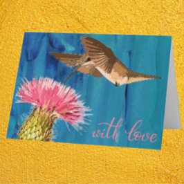 Hummingbird och Cactus Bloom Mors dag Card Helgkort