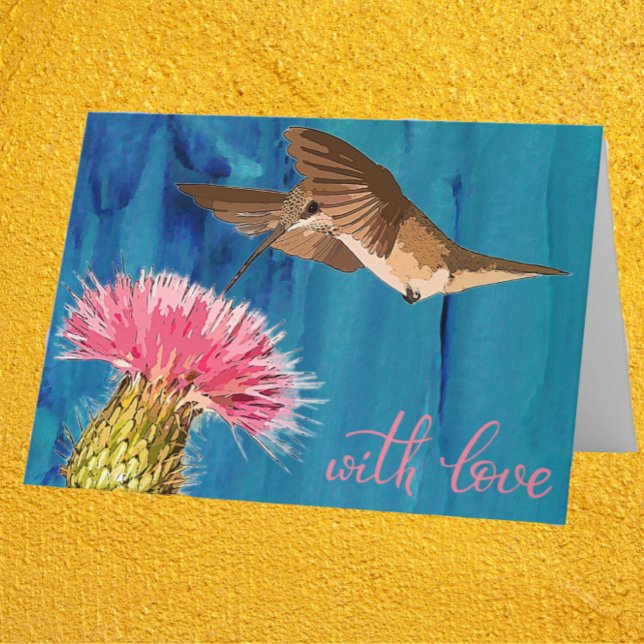 Hummingbird och Cactus Bloom Mors dag Card Helgkort (Skapare uppladdad)