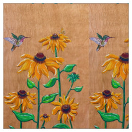 Hummingbird och Daisy Fabric Tyg
