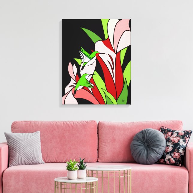 Hummingbird och Flower Art Canvastryck (Insitu (Vardagsrum))