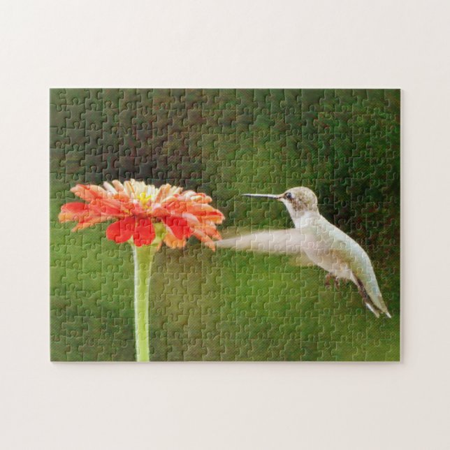 Hummingbird och Flower Art Puzzle Pussel (Horisontell)