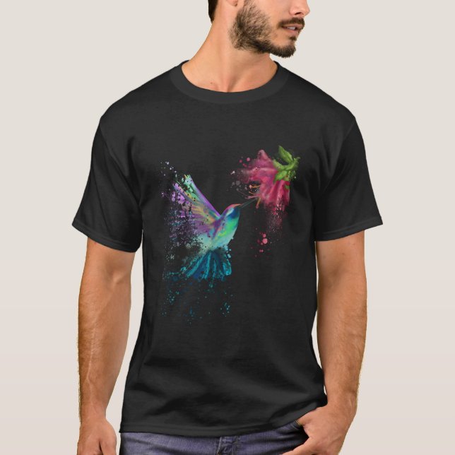 Hummingbird och Flower Bird Watcher Hummingbird Lo T Shirt (Framsida)