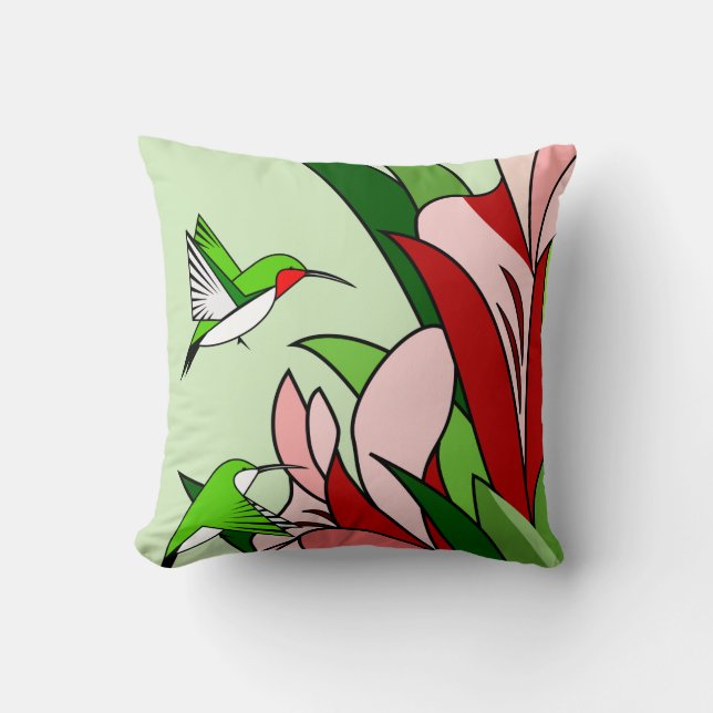 Hummingbird och Flower Kudde (Framsida)