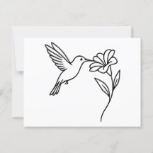 Hummingbird och Flower - minimalistisk svart konst