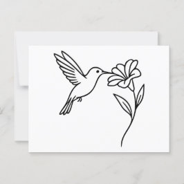Hummingbird och Flower - minimalistisk svart konst Vykort