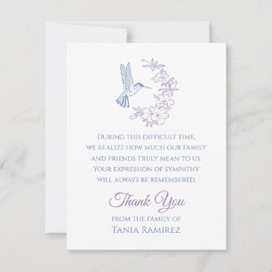 Hummingbird och Flower Sympathy - tack ditt kort