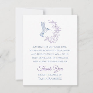 Hummingbird och Flower Sympathy - tack ditt kort
