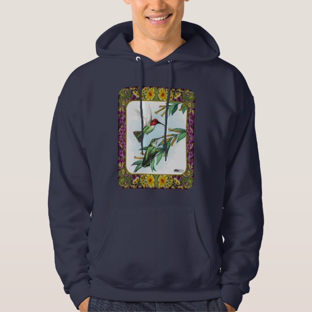 Hummingbird och Flowers #4 Hoodie (Framsida)