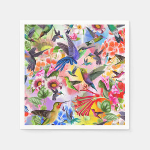 Hummingbird och Flowers Pappersservett