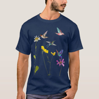 Hummingbird och Flowers T Shirt